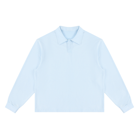 Unisex Loose Long Sleeve Polo Shirt