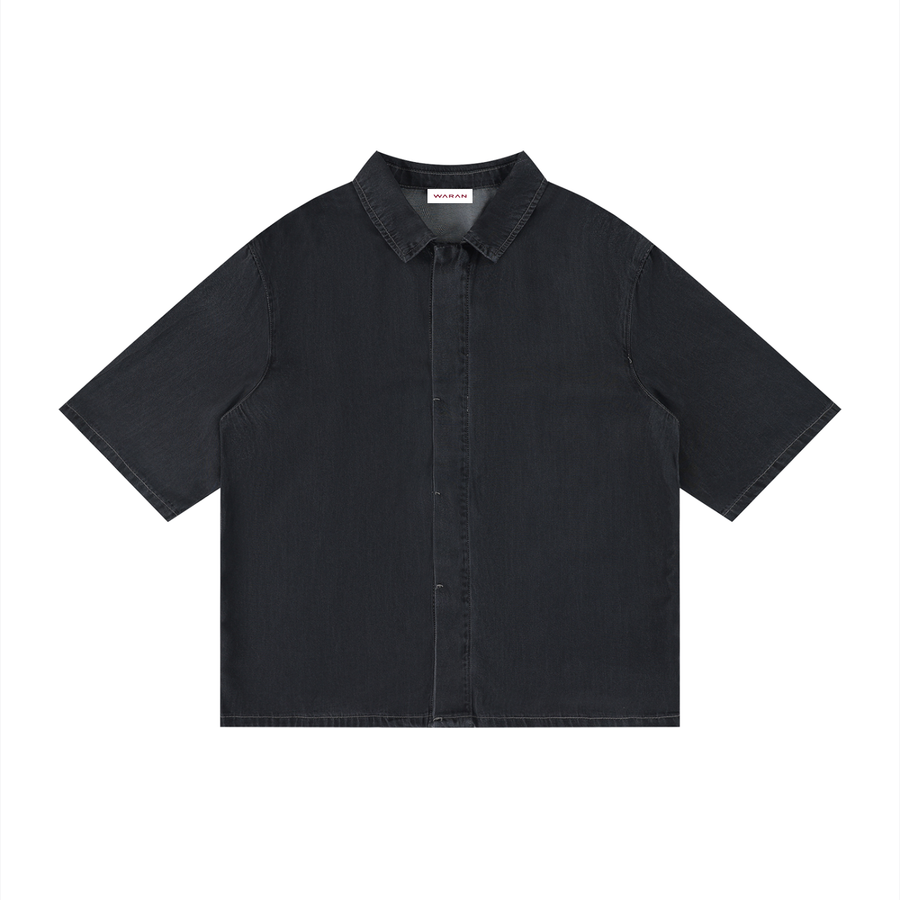 Waran Unisex Vintage Wash Drop Shoulder Lyocell Shirt