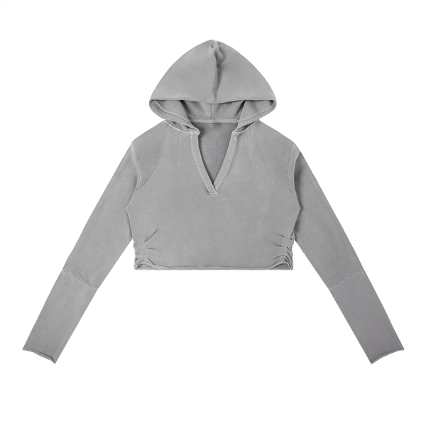 Sweat à capuche vintage délavé à bords bruts