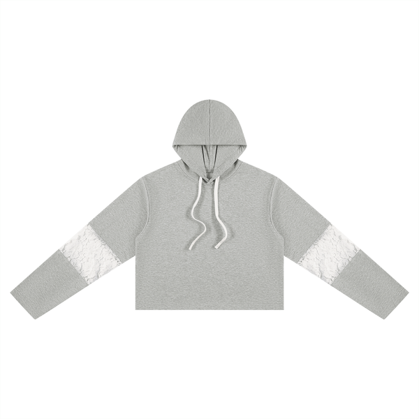 Waran Women’s Cropped Lace-Panel Hoodie