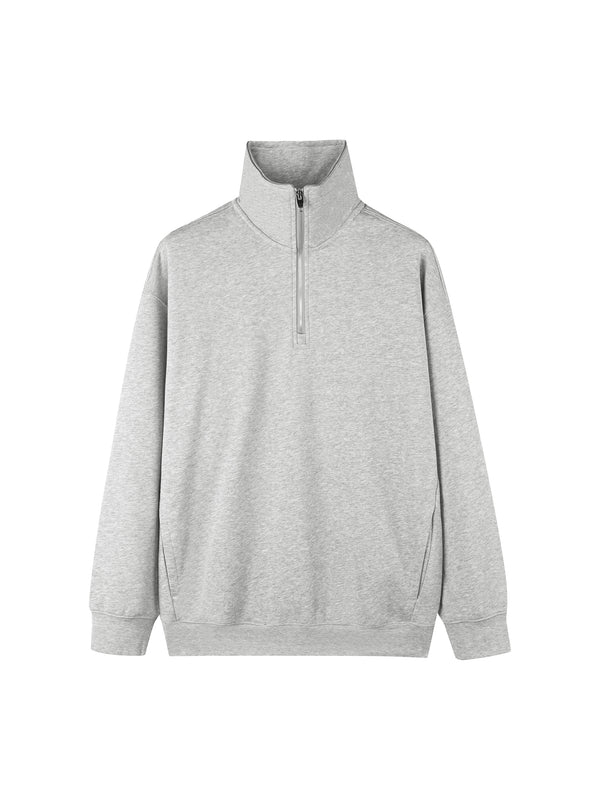 Sweat-shirt Waran à col demi-zip et épaules tombantes
