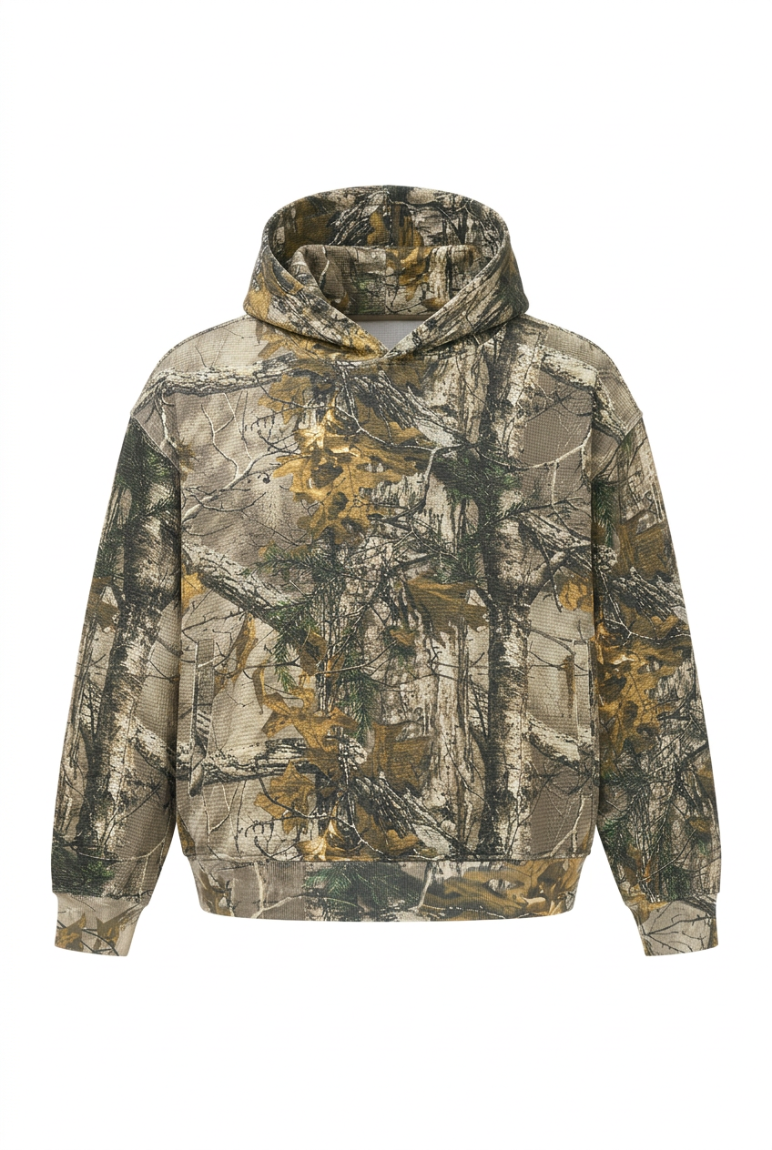 Waran Unisex Waffle Tree Camo Boxy Hoodie
