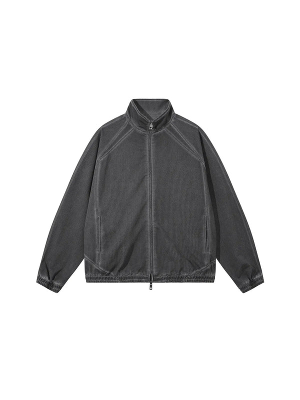 Veste en maille unisexe zippée effet délavé