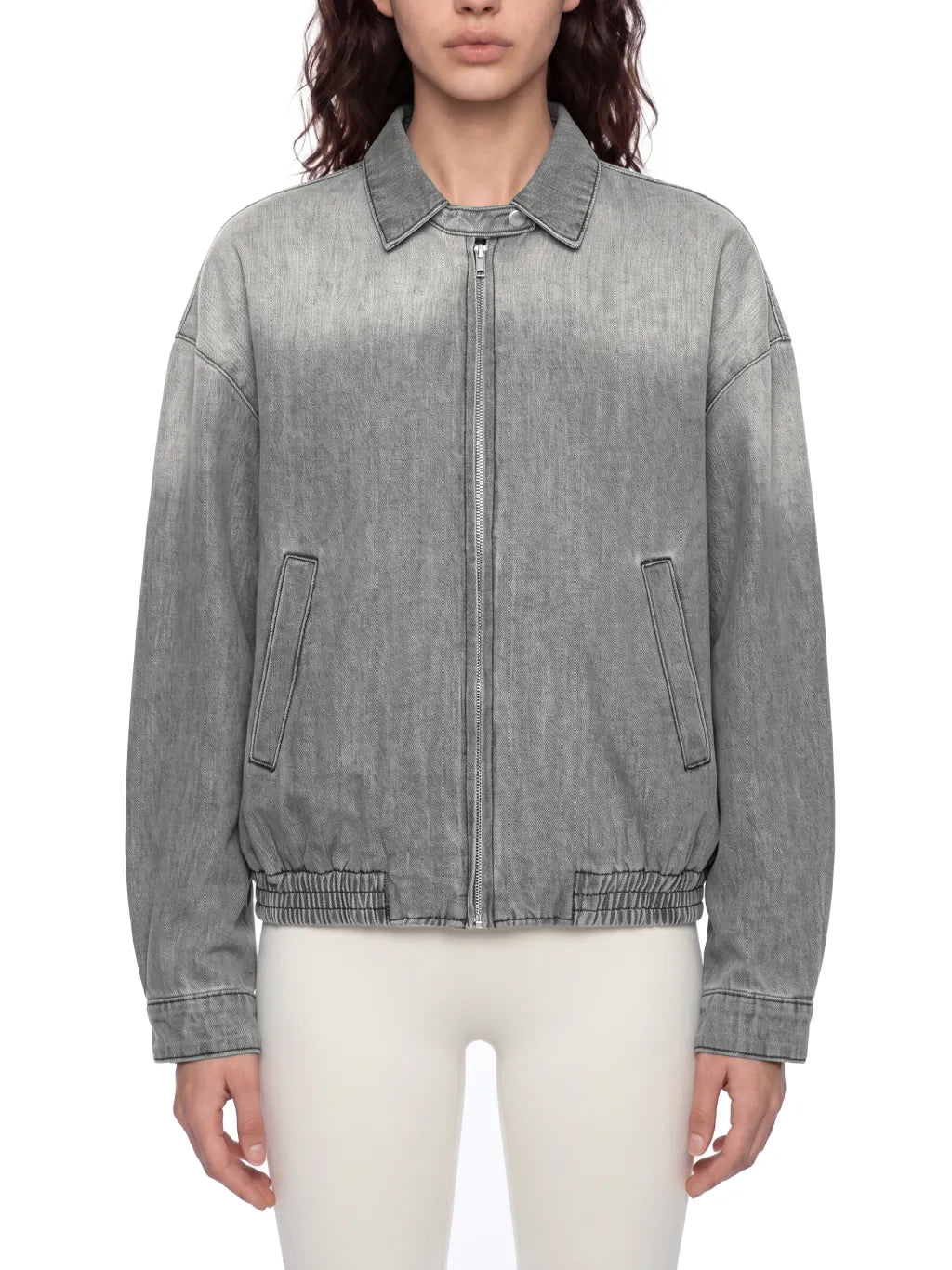 Unisex Vintage Wash Full-Zip Denim Jacket