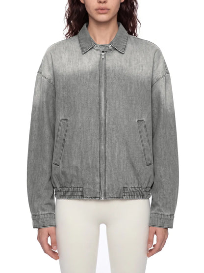Unisex Vintage Wash Full-Zip Denim Jacket