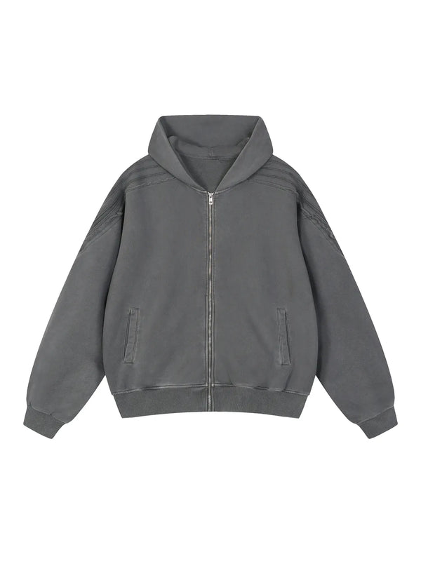 Sweat à capuche zippé à bord brut « Snow Washed »
