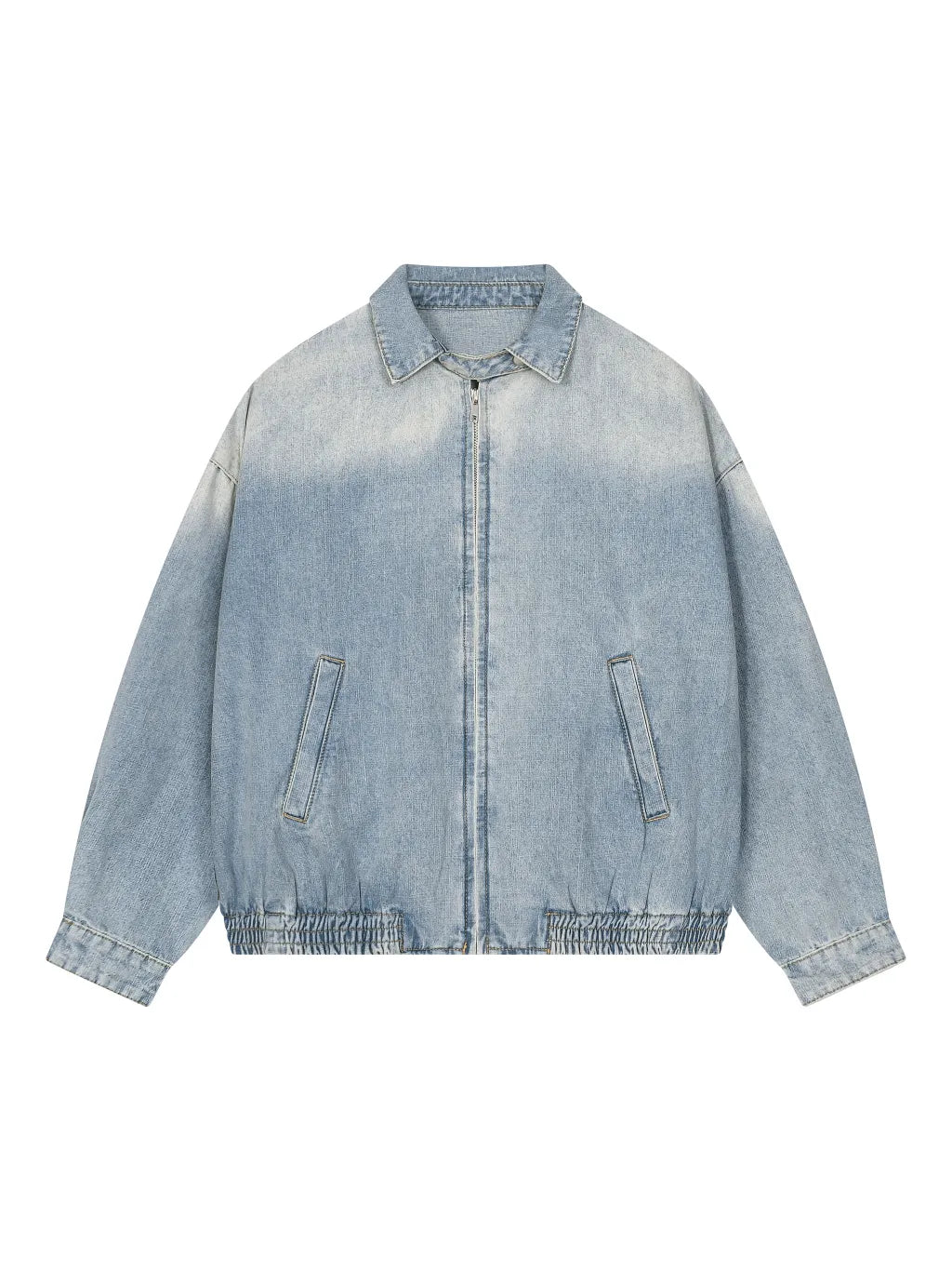 Unisex Vintage Wash Full-Zip Denim Jacket