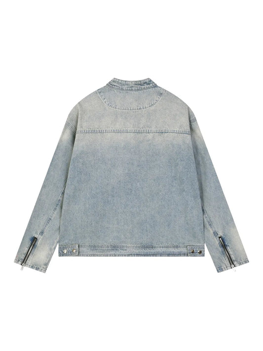 Vintage Wash Zip Denim Jacket