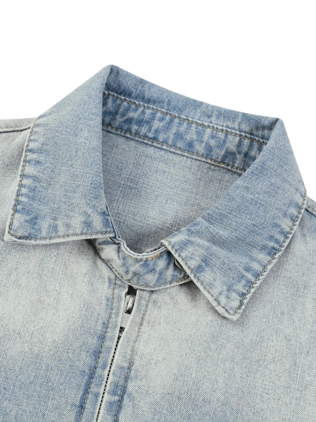 Unisex Vintage Wash Full-Zip Denim Jacket